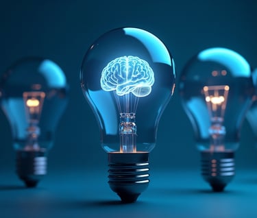 a bright lightbulb with a brain inside showing how bright we can help you shine