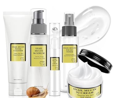a snaille skin care products including snail oil