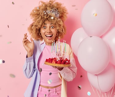 Ballons femme anniversaire gateau