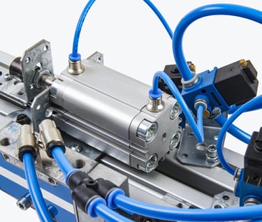 pneumatic cylinder with tube and fittings