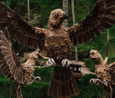 a statue of a bird with wings spread out