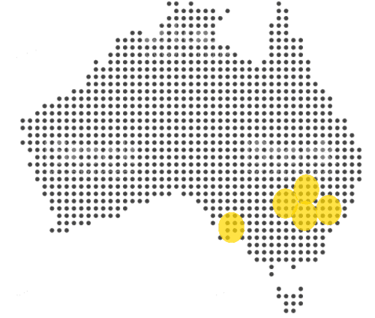 map of australia with elm treatment locations