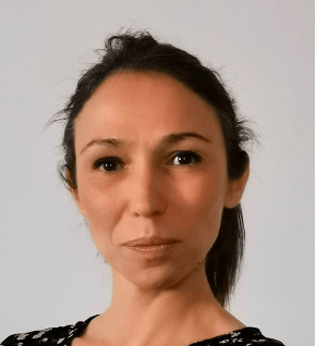 a woman with a black dress and a white background