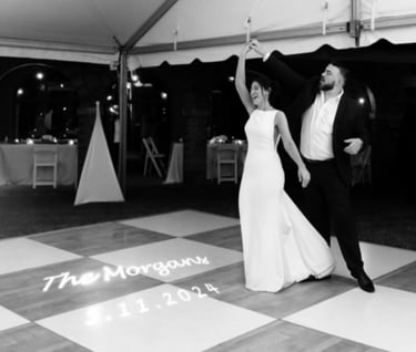 Bride and groom at wedding reception