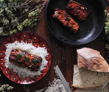 salmón con salsa teriyaki