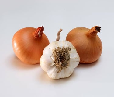 tres variedades de cebollas