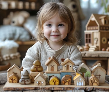 Kind mit Holzspielzeug