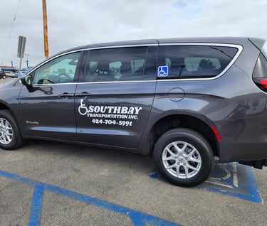 a car parked in a parking lot with a sign that says south bay