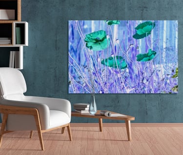 Canvas Print with Poppies on wall with chair on floor in front of canvas print
