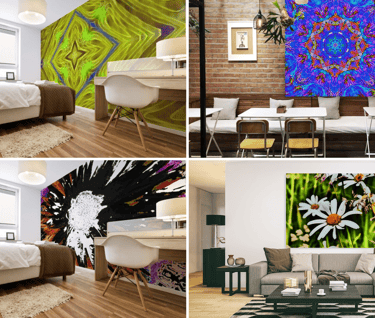 Upper/Lower left Wall Murals , upper/lower right canvas prints 