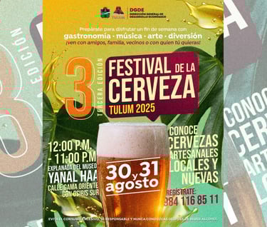 a beer festival poster with a beer in front of a poster