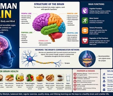 Illustration of the human brain showing its structure