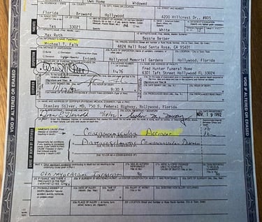 Death Certificate Gertrude Falk