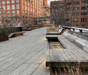 Wooden Bench along the High Line NYC