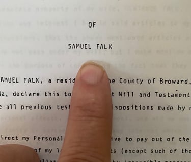 Last Will of Samuel Falk
