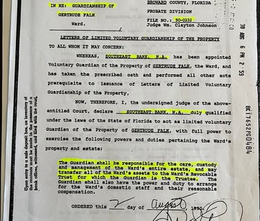 Temporary Guardianship of Gertrude Falk