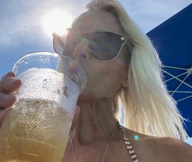 Sipping my Red Bull at HQ2 BeachClub