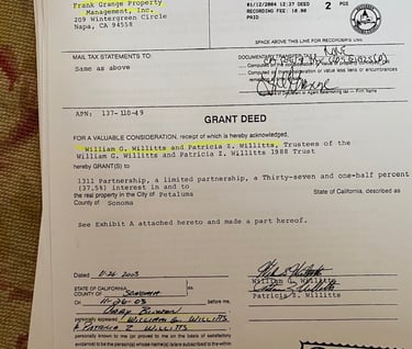 Grant Deeds from Bill Willitts to Frank Grange