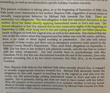 Zoe Falk's Sexual assault by Michael Falk