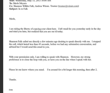 Trustee Wirum's Attorney Ron Oliner committing fraud in 07-10865