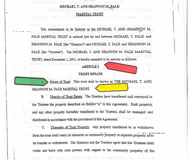 The Transmuted Falk Trust AP 1080 includes 3 Trusts one with Life Insurance