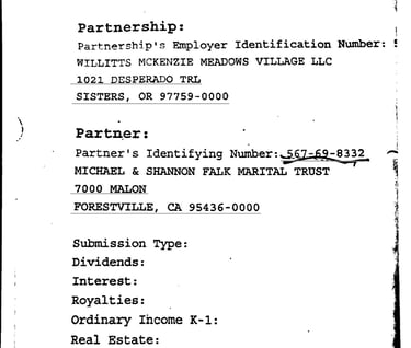 leave it to Bill and Patricia Willitts to build Mckenzie Meadows off Falk money