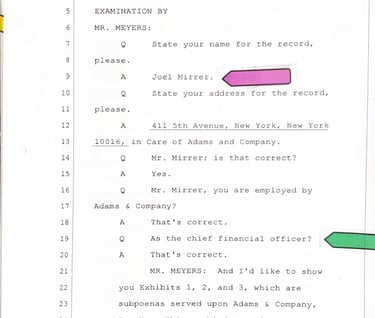 Joel Mirrer Testifying under federal Subpoena