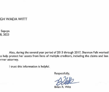 Brian Witt cosigning the Willitts Lies about Falk marriage trusts