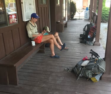 Pacific Crest Trail hikers at JJ's Cafe Old Town California