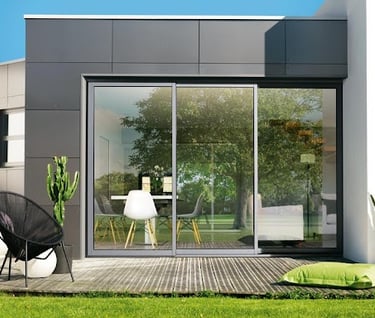fachada moderna con una ventana corredera