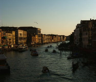 Canal in Venice, Italy at sunset