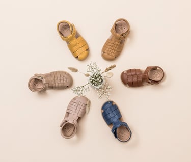 Fashion photography - a group of baby's shoes