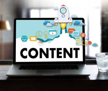 the word CONTENT on laptop screen