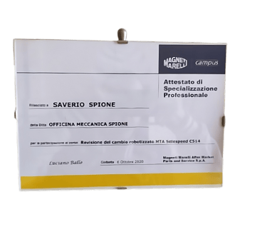 attestato partecipazione corso cambio selespeed fiat