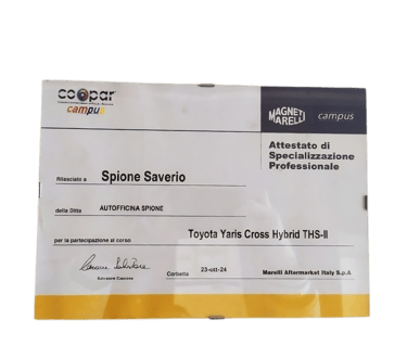 Attestato partecipazione corso toyota yaris cross