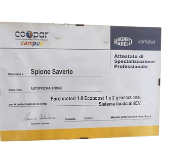 attestato partecipazione corso ford ecoboost