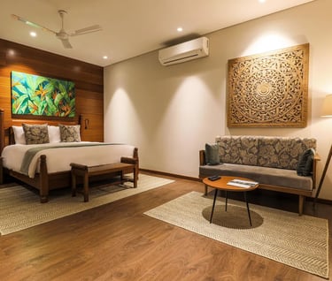 The accommodation provides spacious, well-equipped rooms with private pools and excellent service. 
