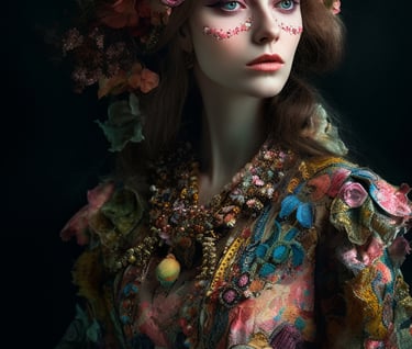 a woman with a flower crown on her head
