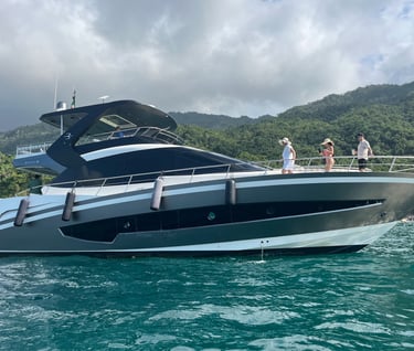 a boat with people on it in the water