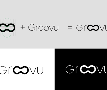 Logo Konstruktion von Groovu in schwarz/weiß