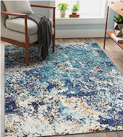 a rug rug with a blue and white rug