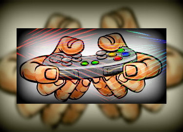 two hands holding a video game controller