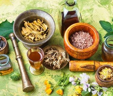 a variety of herbs and herbs in a variety of different sizes and shapes use in menopause