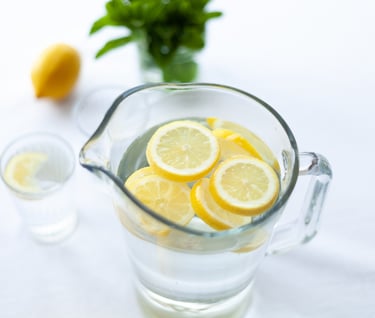 a glass of lemon made alkaline water