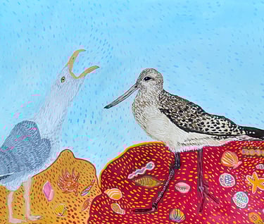 angry seagull painting