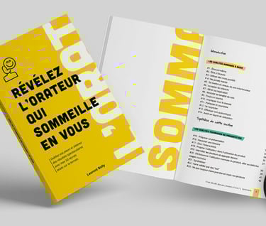 Couverture du livre "Révélez l'orateur qui sommeille en vous" et un livre ouvert au sommaire