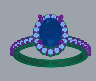 Vista Superior Modelo 3D Anillo de Compromiso Moissanita Halo