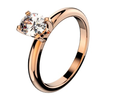 Vista Isometrica Render Anillo de Compromiso Solitario Oro Rosa Corte Ovalo