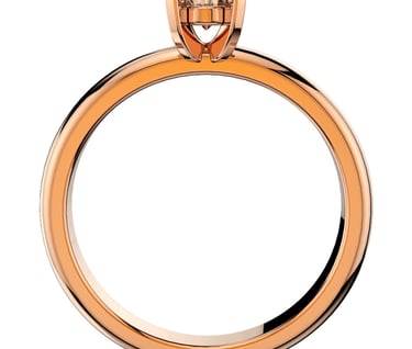 Vista Frontal Render Anillo de Compromiso Solitario Oro Rosa Corte Ovalo