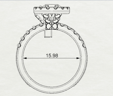Vista Frontal Sketch Anillo de Compromiso Halo 